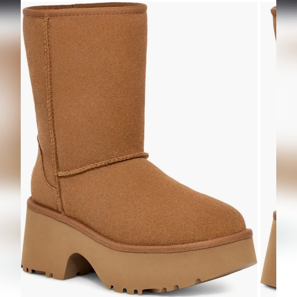 UGG New Height Platform Winter Boots in Chestnut Suede